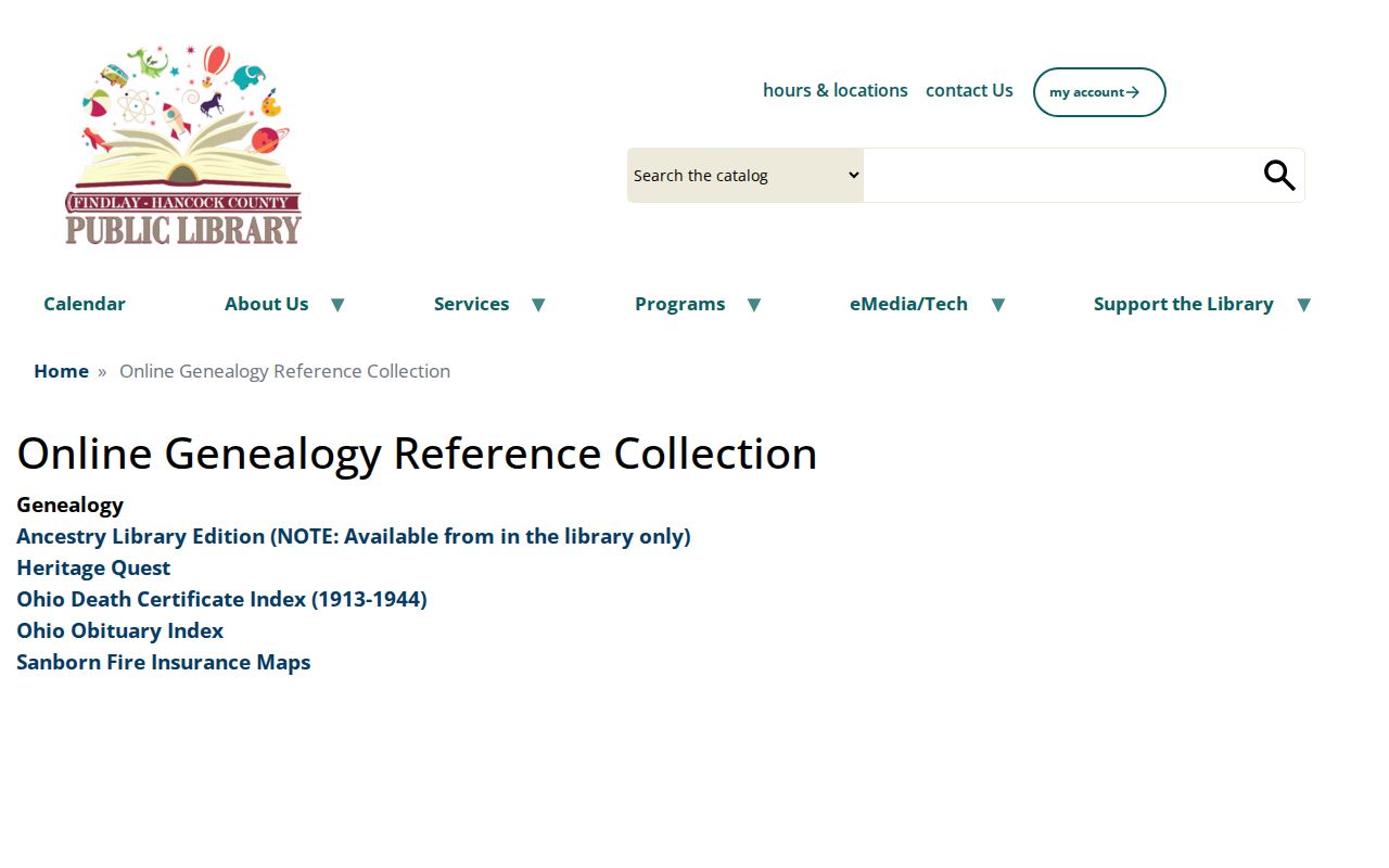 Findlay-Hancock County Public Library genealogy and local-history resources