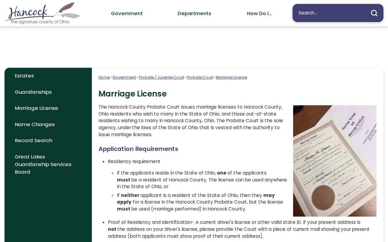 Findlay resident lookup and Hancock County marriage-license records