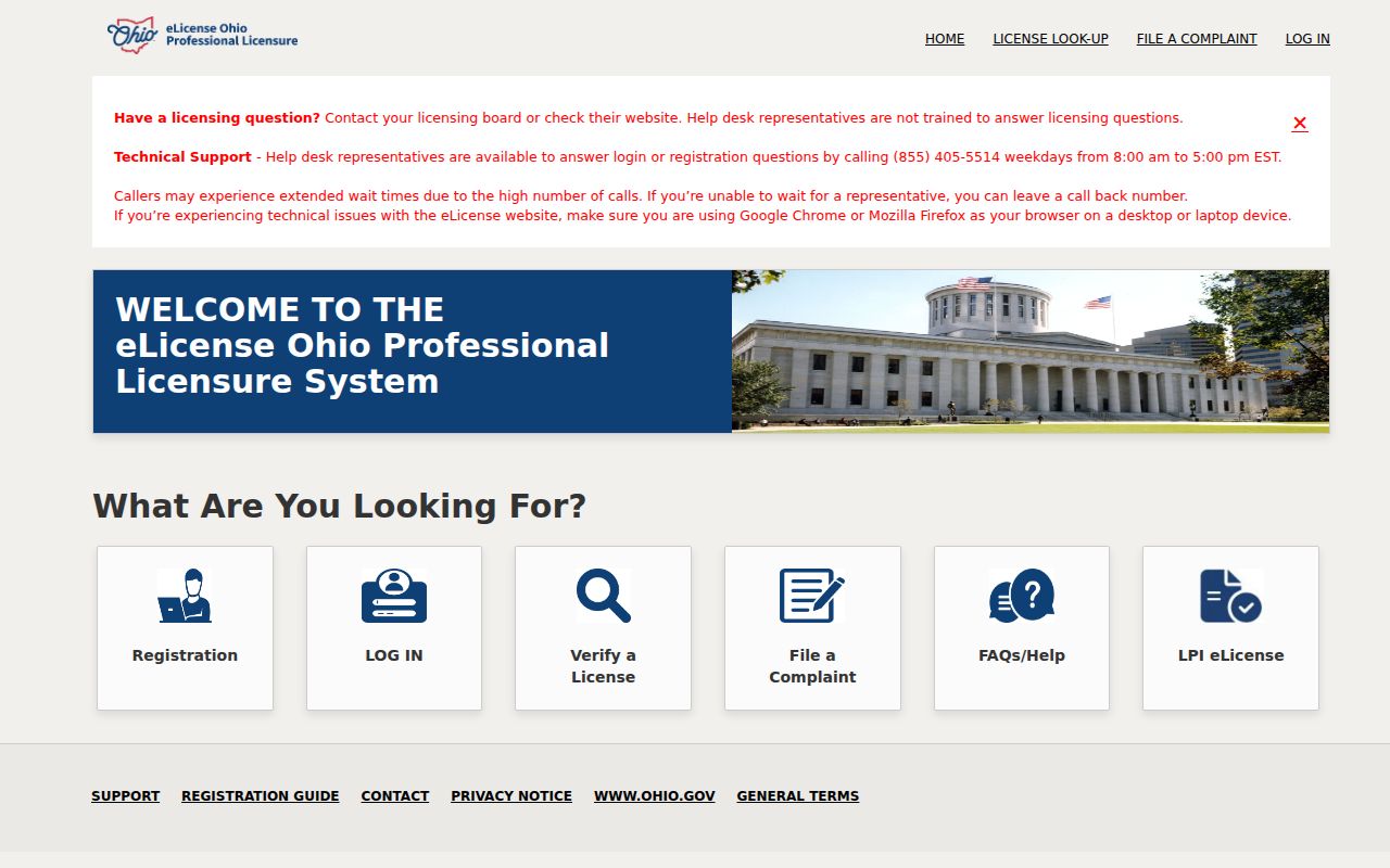 Findlay resident lookup through Ohio eLicense credential verification