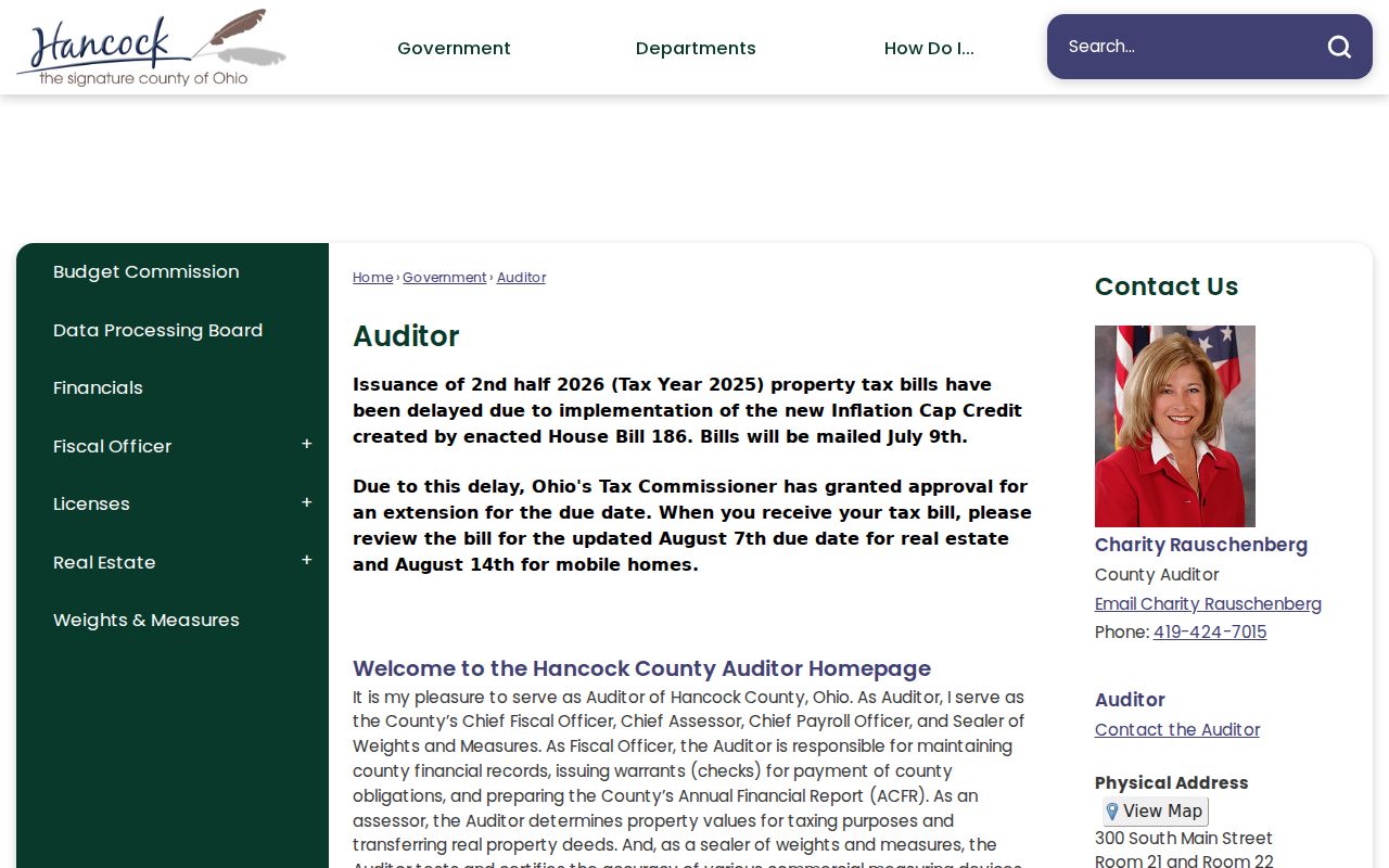 Findlay street directory Hancock County Auditor property resources