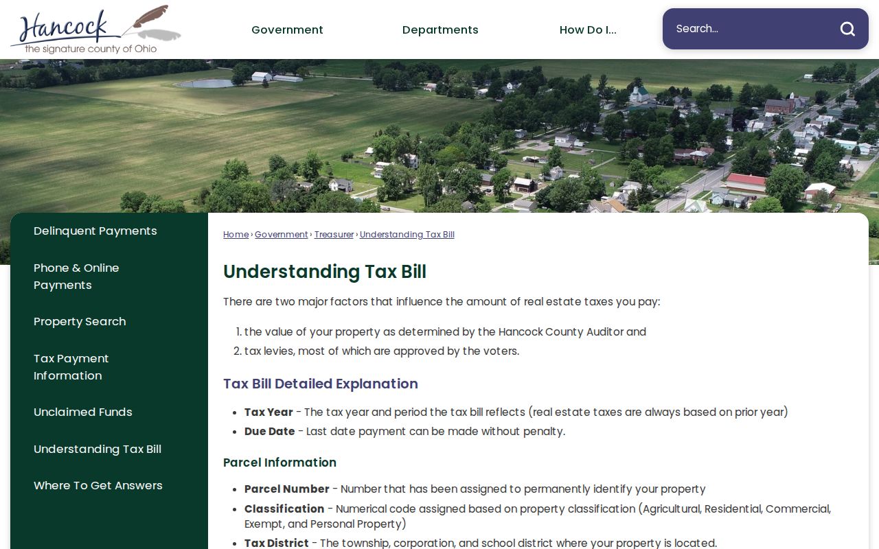 Findlay street directory Hancock County tax bill address fields